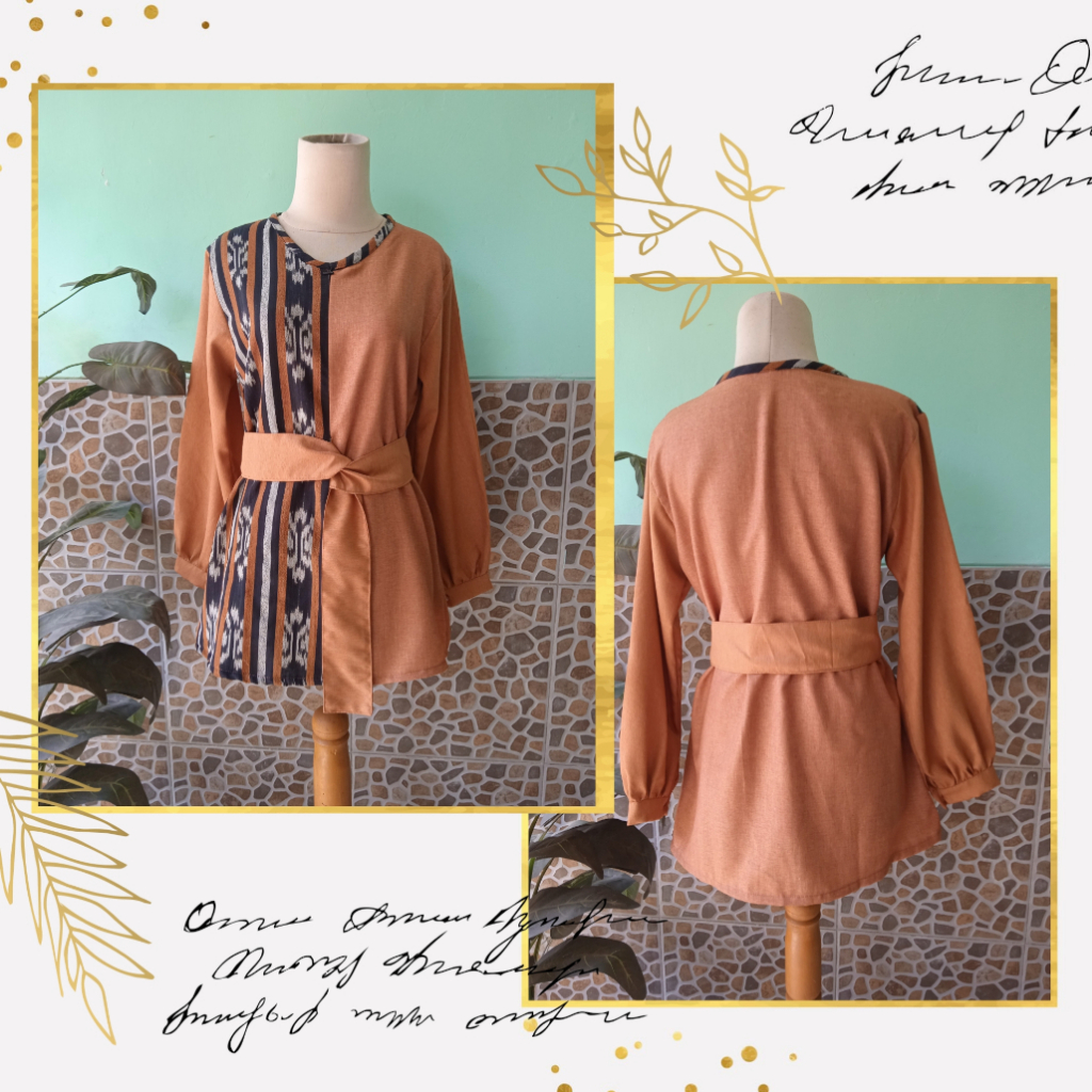 Tunik Polos Kombinasi Tenun