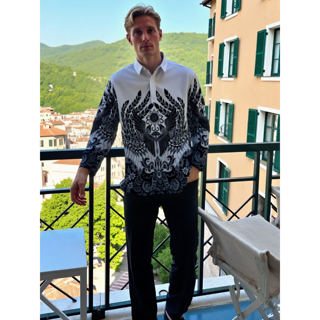 BENHILL Kemeja Pria Batik Panjang White A308-361