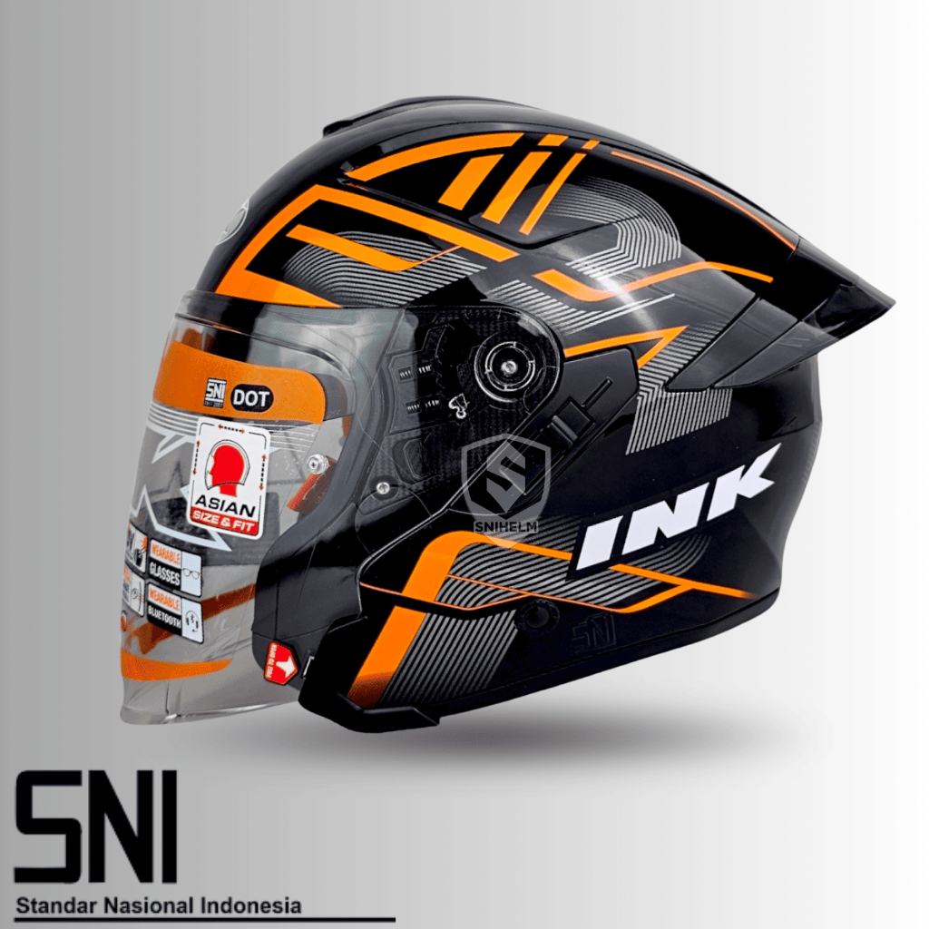 INK TERRA 2 Graphic: 100% Original, Safety Packaging Helm motif black Orange