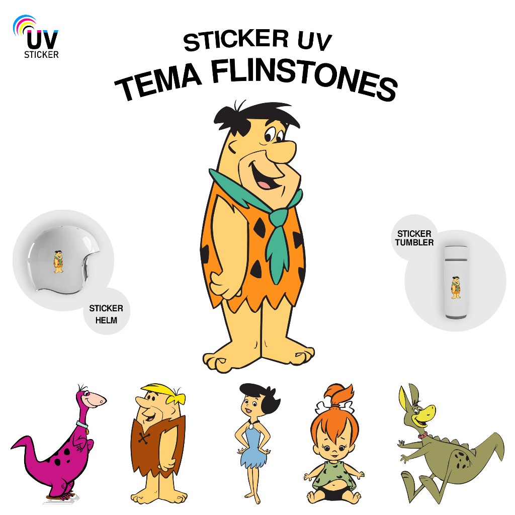 

STIKER UV - TEMA THE FLINTSTONES | STICKER UV, STICKER MOTOR, STICKER MOBIL, STICKER HELM, STICKER TUMBLER, STICKER 3D, STICKER UV DTF BY UVSticker