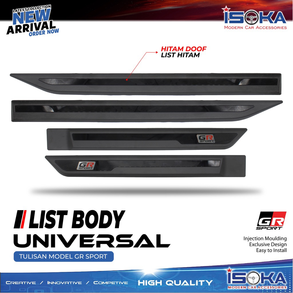 LIST BODY SIDE BODY MOULDING MOBIL UNIVERSAL HITAM LIST UNIVERSAL VARIASI MOBIL GR SPORT LIST HITAM 