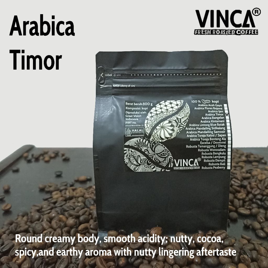 

Vinca kopi Arabica Timor 780-820 gram ( level roast sesuai pesanan )