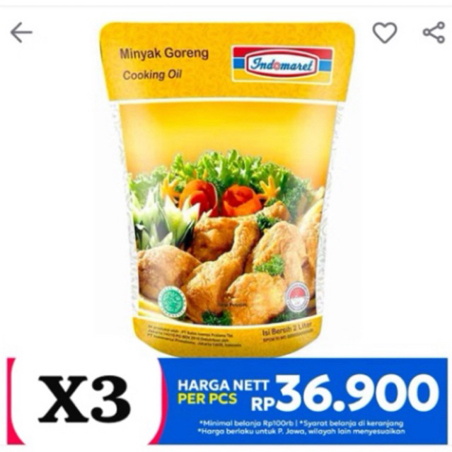 

BUNDLING 3X MINYAK INDOMARET 2Liter 3POCH LEBIH MURAH DAN HEMAT