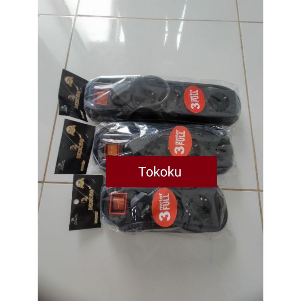 STOP KONTAK HITAM DEXICON  2lubang,3lubang,4lubang dan 5lubang. 3 meter