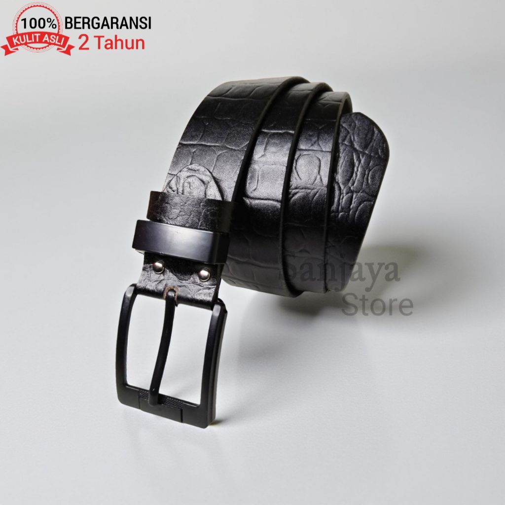 Sabuk Kulit Buaya, Ikat Pinggang Kasual Bisnis kulit Sapi Asli Motif Buaya