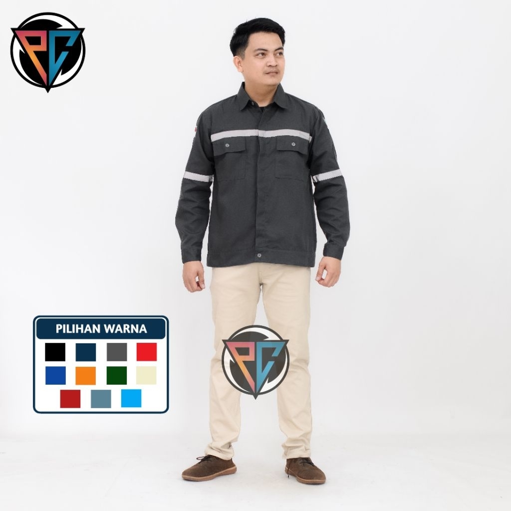 Kemeja safety lengan panjang baju safety lengan panjang wearpack safety lengan panjang
