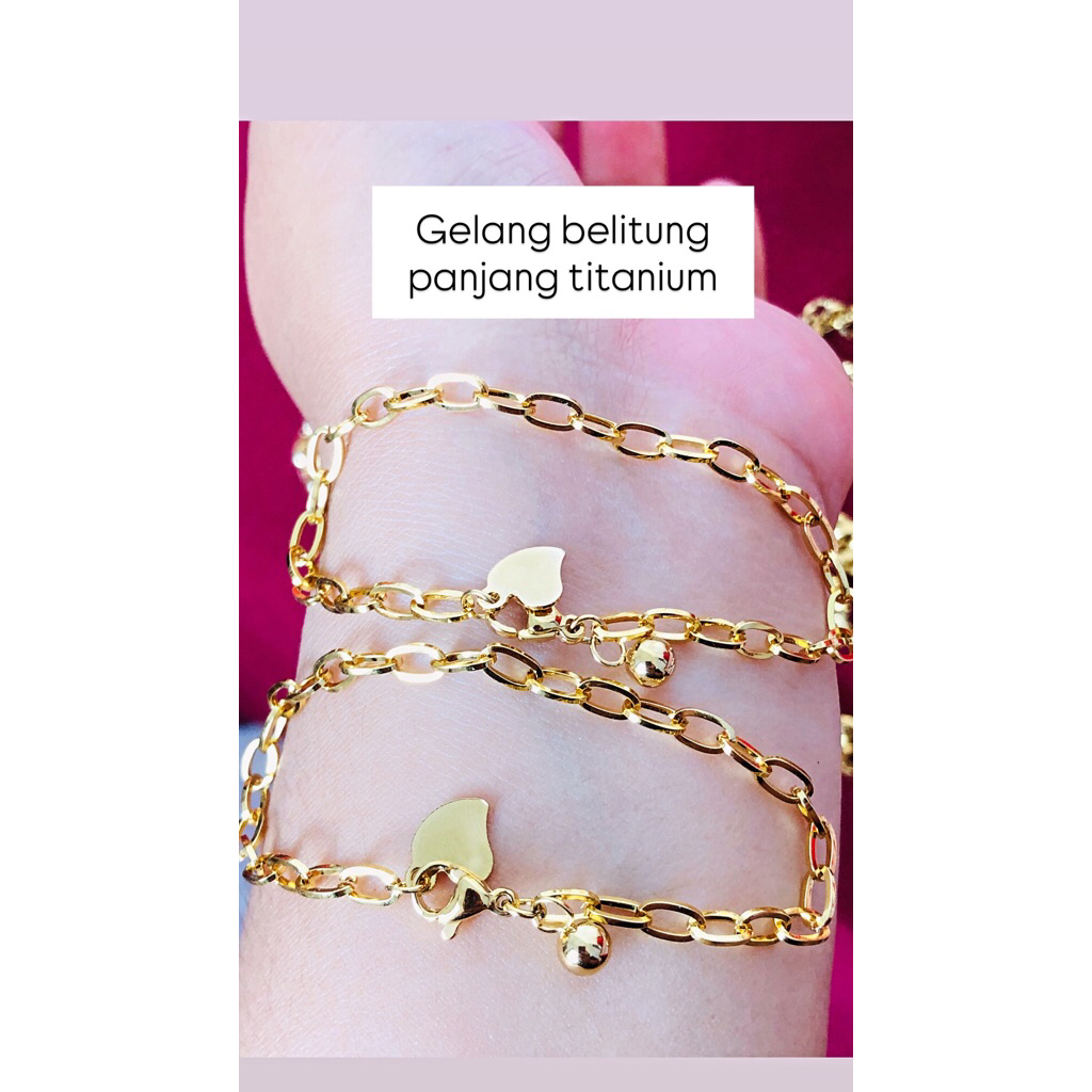 gelang belitung panjang titanium motif emas