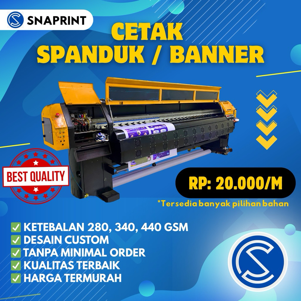 

CETAK SPANDUK / BANNER CUSTOM. FLEXY 280, 340, 440 Gsm
