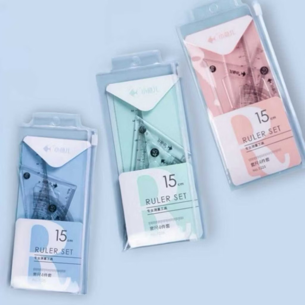 

[Ready] DStore Penggaris Bening Polos / Penggaris Set 4 In 1 / Perlengkapan Sekolah Menggambar Motif Polos / Ruller Set Transparant