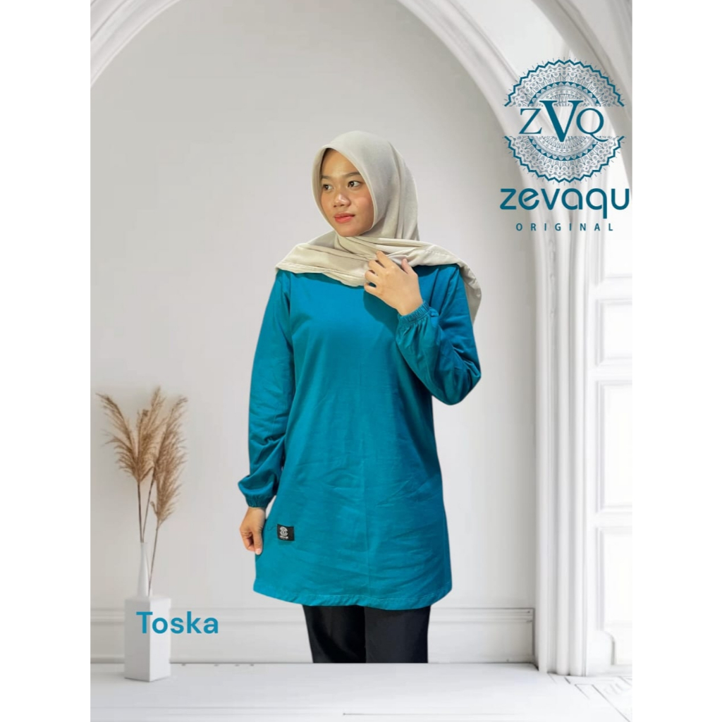 kaos tunik wanita atasan lengan panjang jumbo LD 130 bahan katun combed 24 seragam olahraga