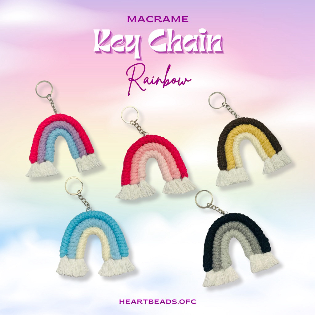 Rainbow Macrame Keychain | Rainbow Macrame Bag Charm | Gantungan Kunci/Tas/Tumblr Macrame | Gantunga