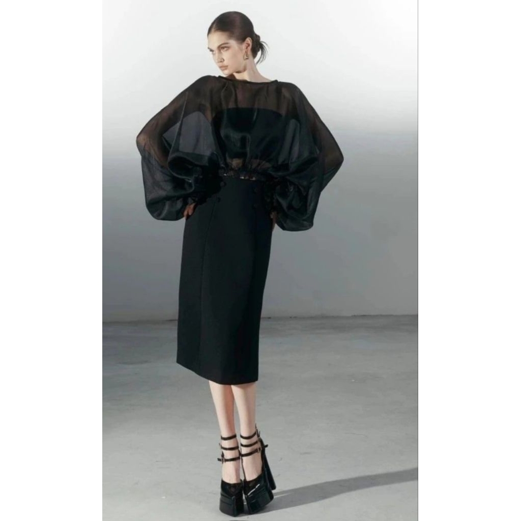 Crop Top Organza Jumbo II Crop top Organza Tangan Balon II Crop top organza II Blouse Organza