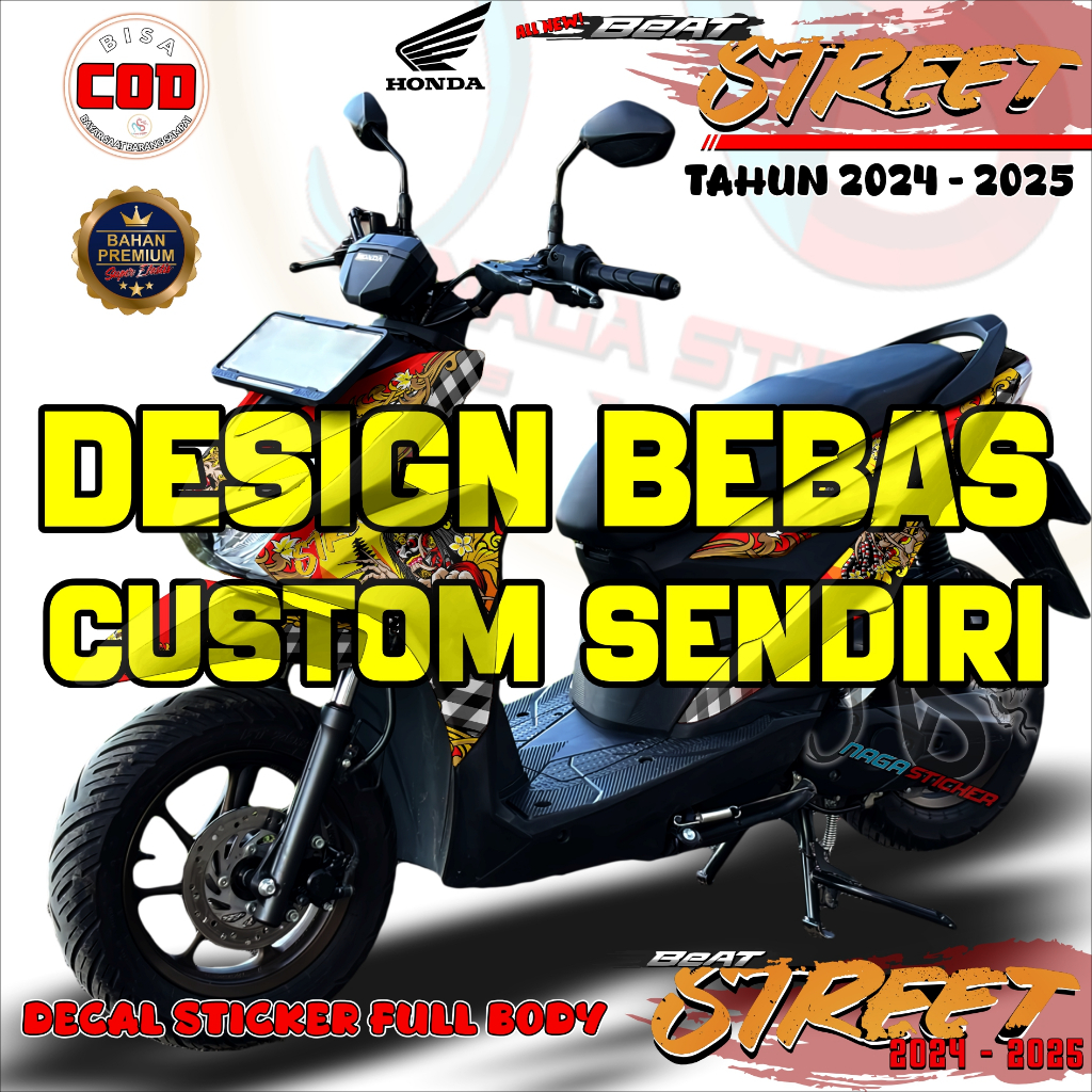 (COD) Decal Sticker Full Body Motor HONDA Beat Street 2024 Terbaru POLOS Gradasi Custom Premium