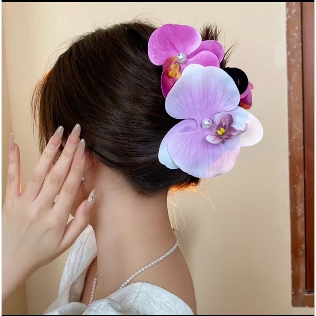 MAO Jepitan Bunga Anggrek - Aksesoris rambut bunga Anggrek - Jepit Rambut Fashion Wanita Kepala Bung