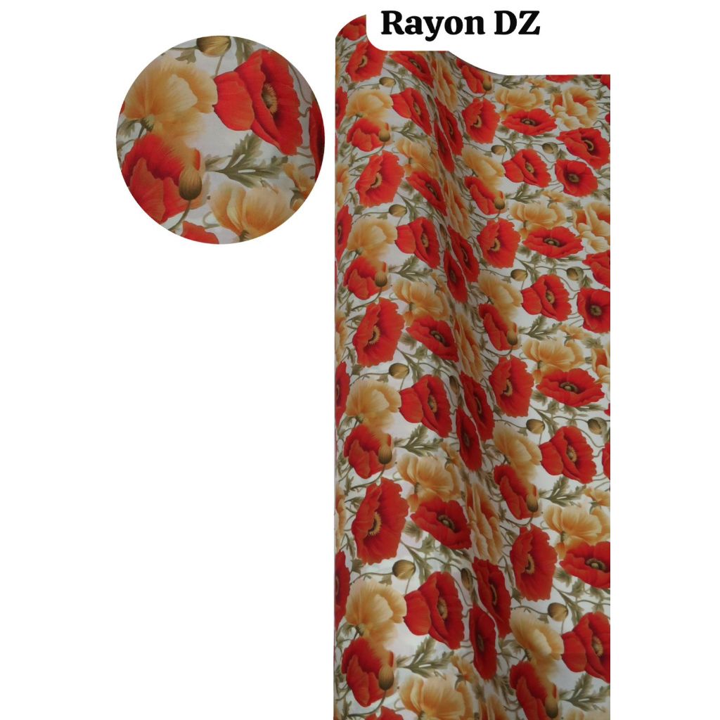 Bahan kain katun rayon motif bunga besar best seller warna cerah viral