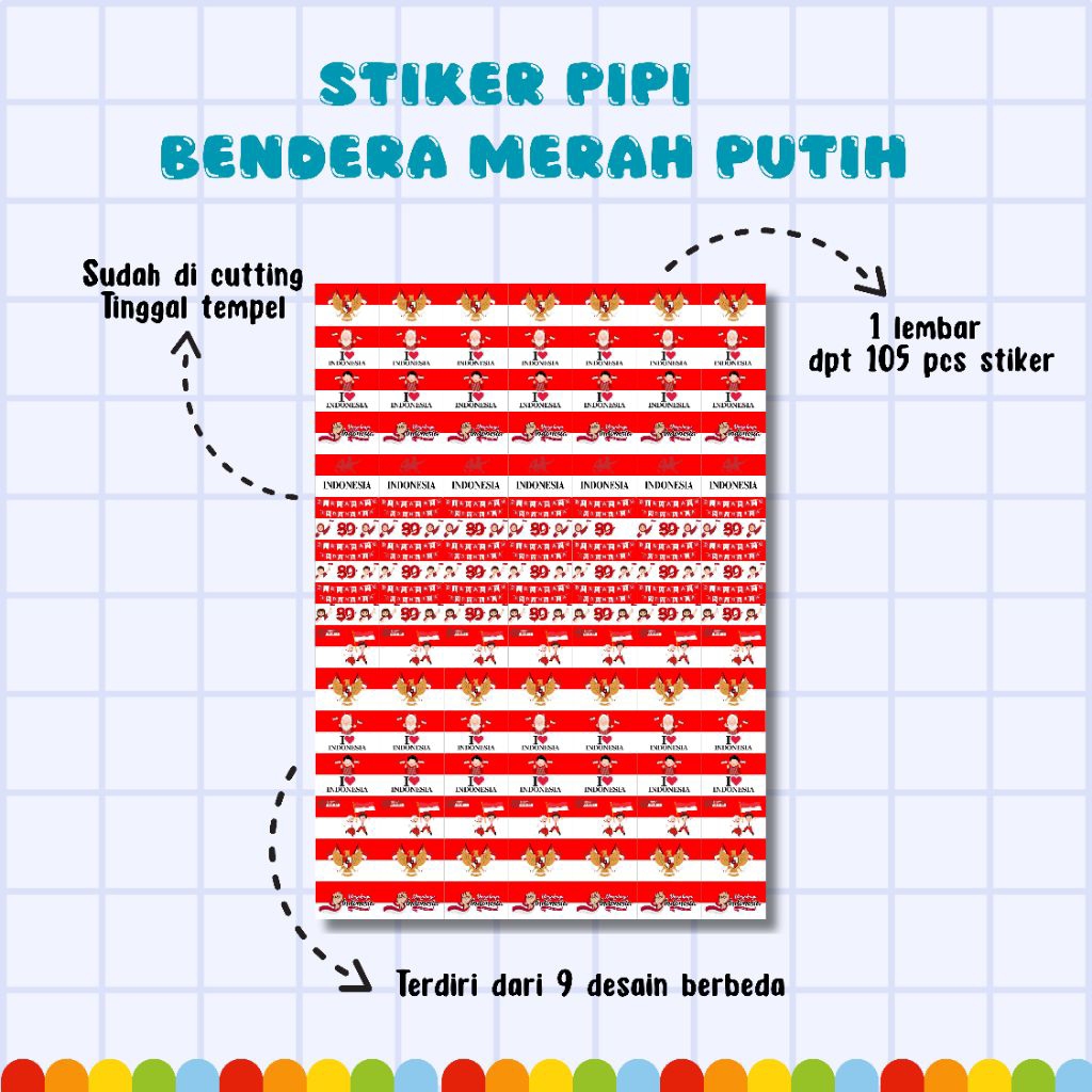 

Stiker Pipi Merah Putih Kemerdekaan | Aksesoris 17 Agustus HUT RI, Lomba Agustusan