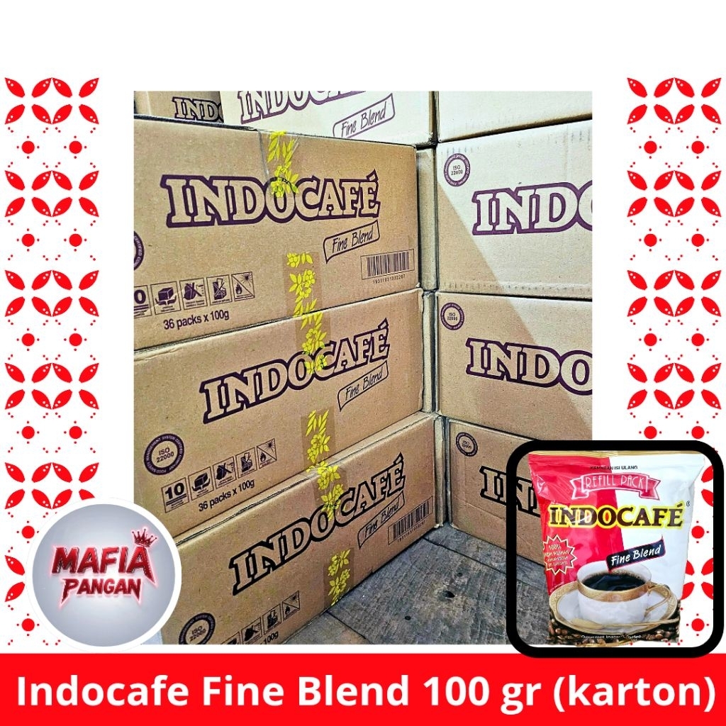 

Kopi Indocafe Fine Blend 100 gram 1 karton isi (36 pcs)