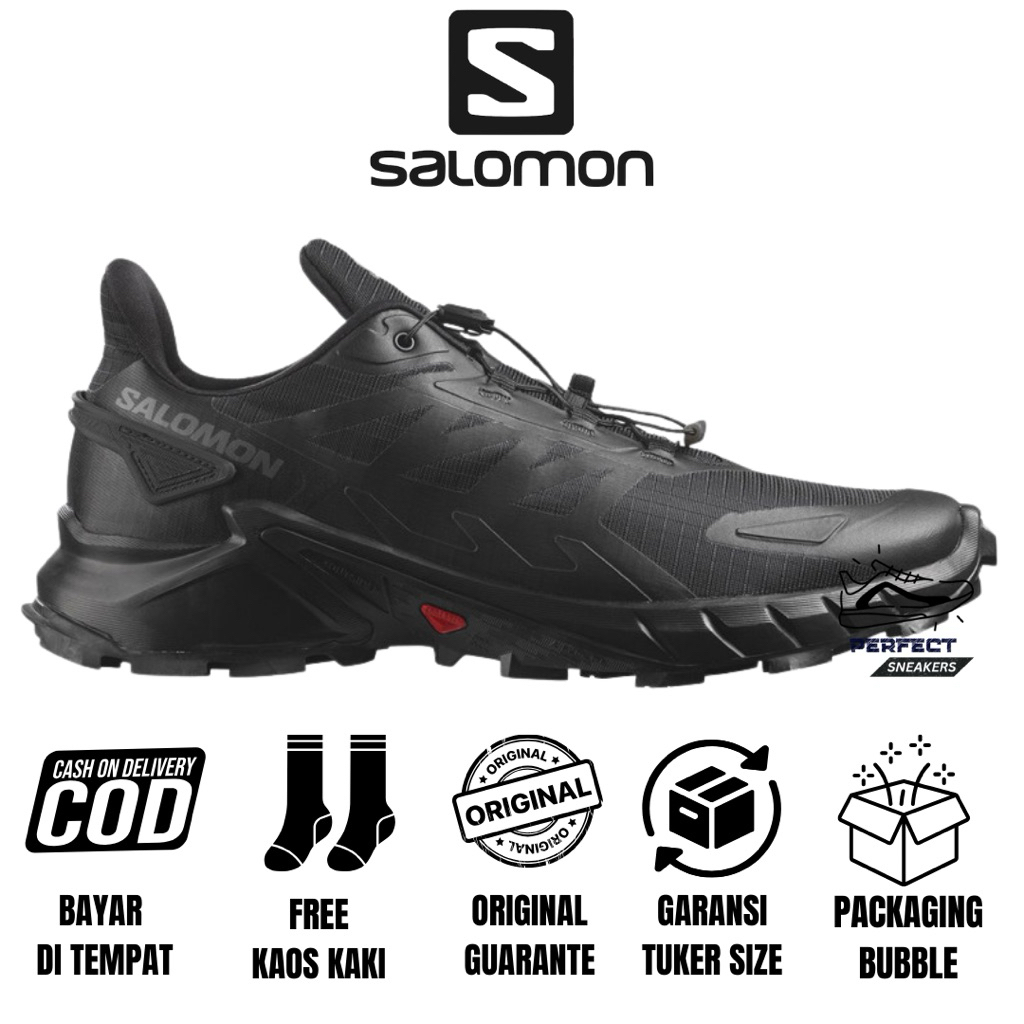 SEPATU TRAIL RUN HIKING SALOMON SUPERCROSS 4 BLACK ORIGINAL AUTHENTIC