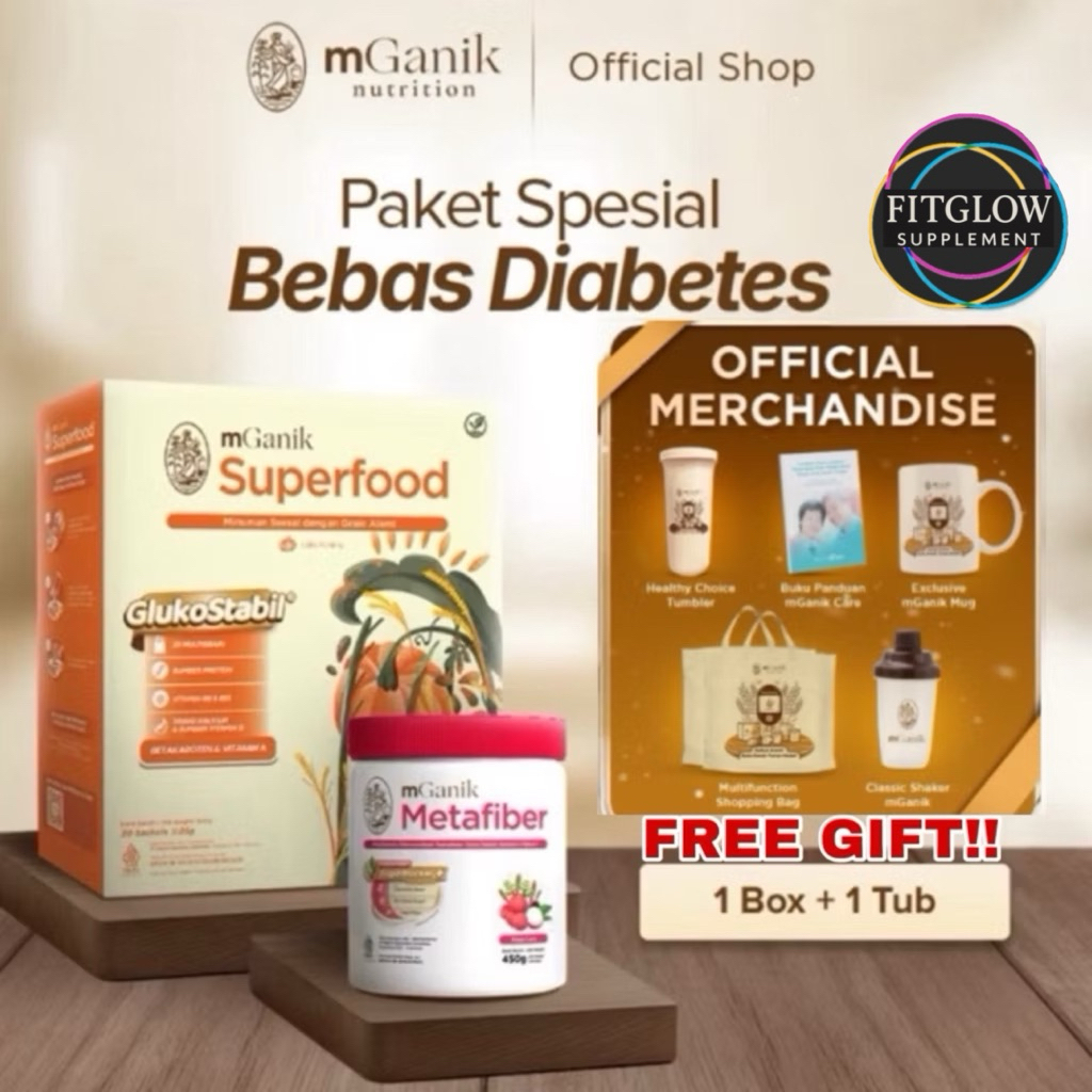 

[FREE GIFT!] mGanik Superfood Multigrain Labu Pumpkin Kurma 500gr & mGanik Metafiber Leci Yuzu Cocopandan 450gr - Suplemen Sarapan Diabetes Sugar Blocker Jantung Kardiovaskular