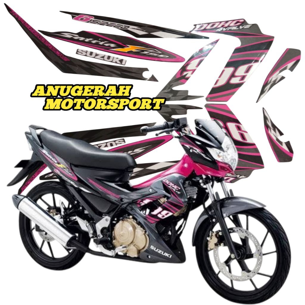 Striping stiker lis Satria Fu 2012 2013 pink hitam