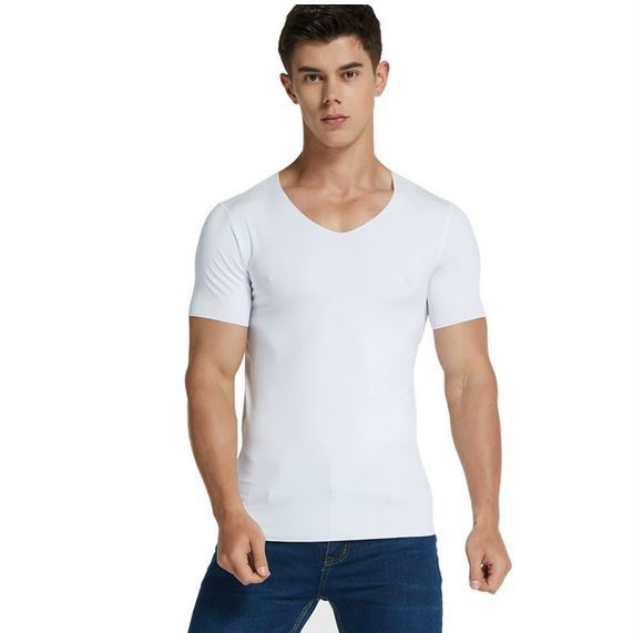 Kaos TShirt Cowok Silk Ice Sejuk Nyaman Elastis Seamless Tidak Kelihatan Jejak Jahitan