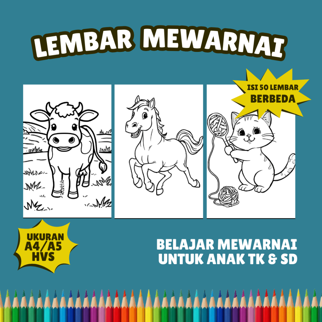 

Kids coloring- Lembar Mewarnai Anak ukuran A4 mewarnai anak TK/SD