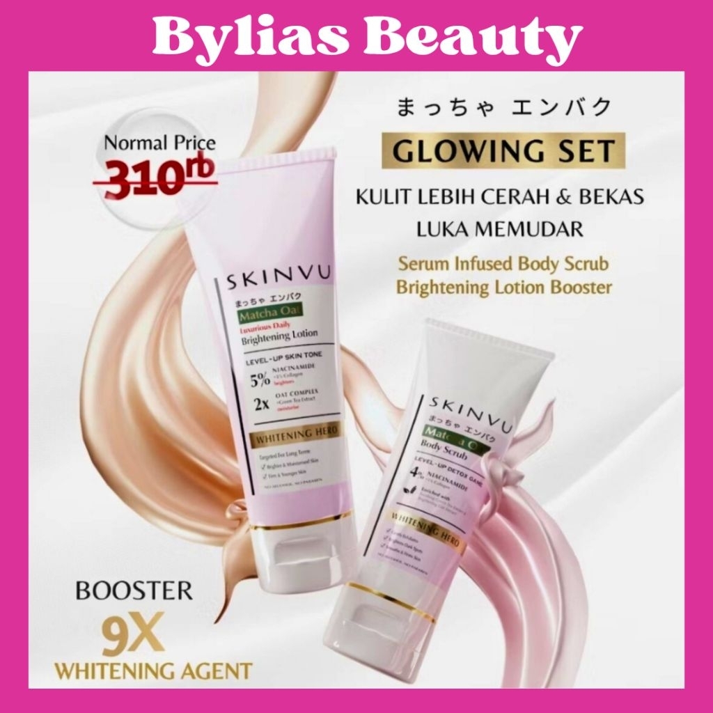 SKINVU WHITENING Mencerahkan Kulit Glowing Set Body Care - Body Lotion & Body Scrub (Lulur)
