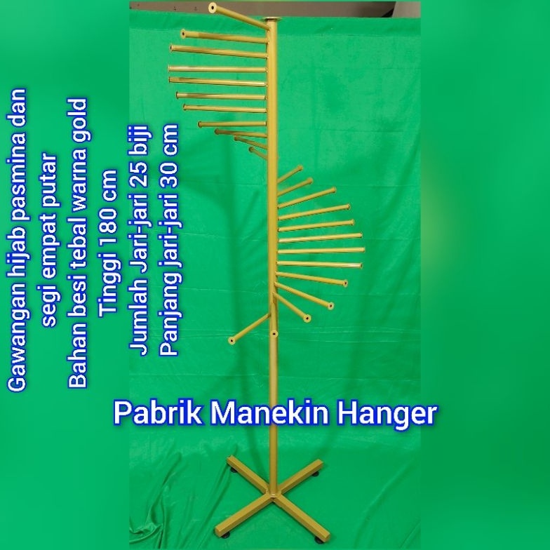 New Gantungan Kerudung hijab jilbab besi Gold putar premium Besi Tebal  gawang kerudung putar besi t