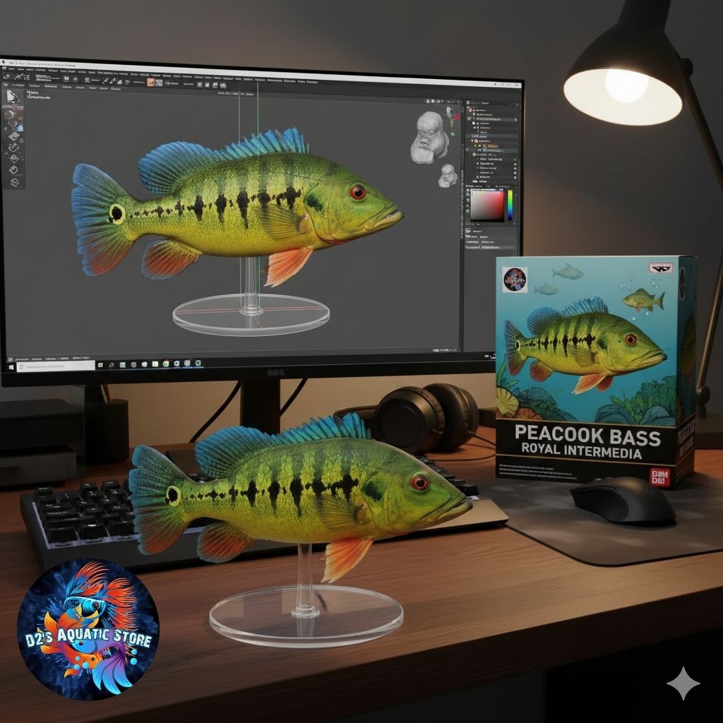 Hiasan Aquarium Peacock Bass Intermedia Full Pelet / Pbass Intermedia