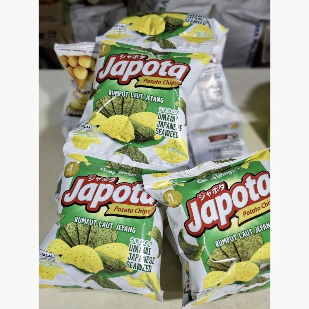 Japota Potato Chips Rasa Rumput Laut Jepang 140 gr ( 10 Pcs x 14 gr ) Per Renceng