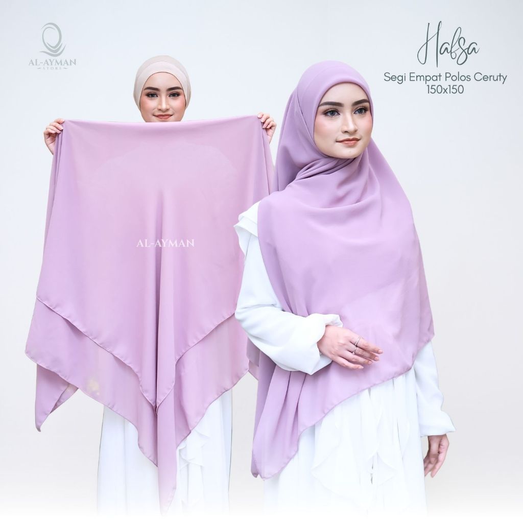 Hijab Segi Empat Syari Polos Jilbab Segiempat Ceruty Jumbo 150X150 - HAFSA