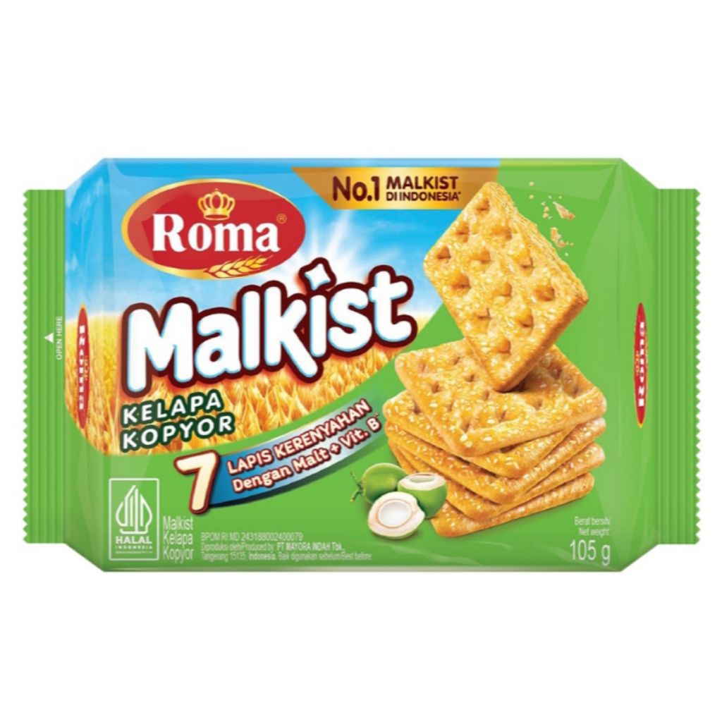 

Roma Malkist / Malkist Crackers / Abon / Keju Manis / Belgian Chocolate / Cokelat Kelapa / Keju Tabur / Kelapa Kopyor