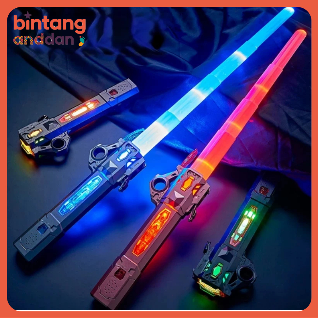 Mainan Lightsaber Star Wars 2In1 Cool Pedang 7 Warna Lampu Laser Ditarik Dengan Konektor Suara