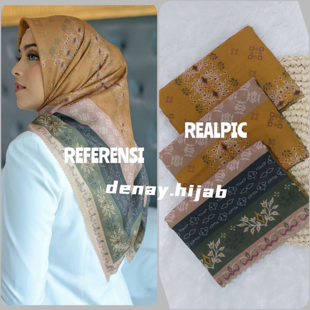NUANSA KUNING MUSTARD hijab segiempat denay voal motif semarang