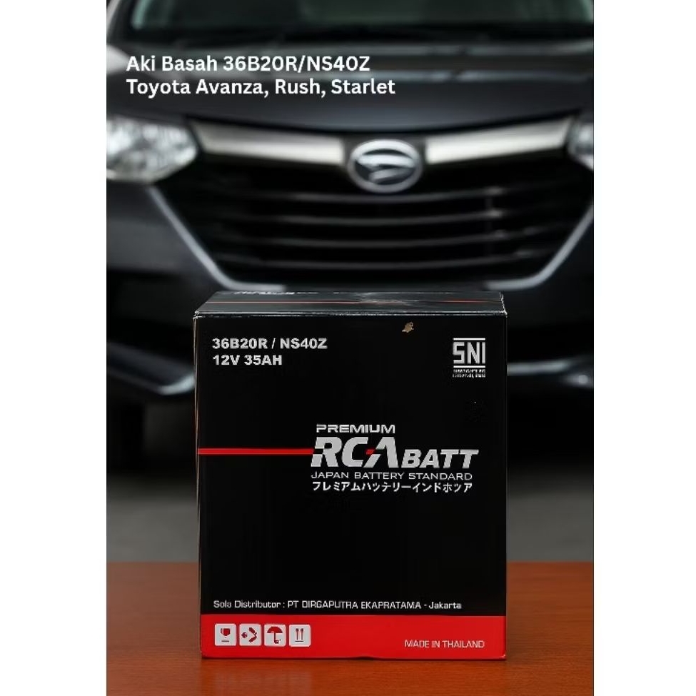 Aki Basah Mobil RCA Batt 36B20R / NS40Z 12V 35Ah Premium Japan Standard Mobil Avanza,Rush,Starlet