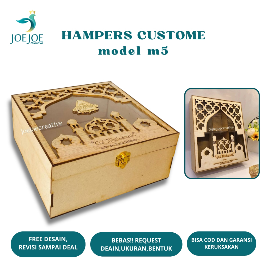 

Box Hampers custom / Box parcel premium/box hampers kayu / Box hamper model m5