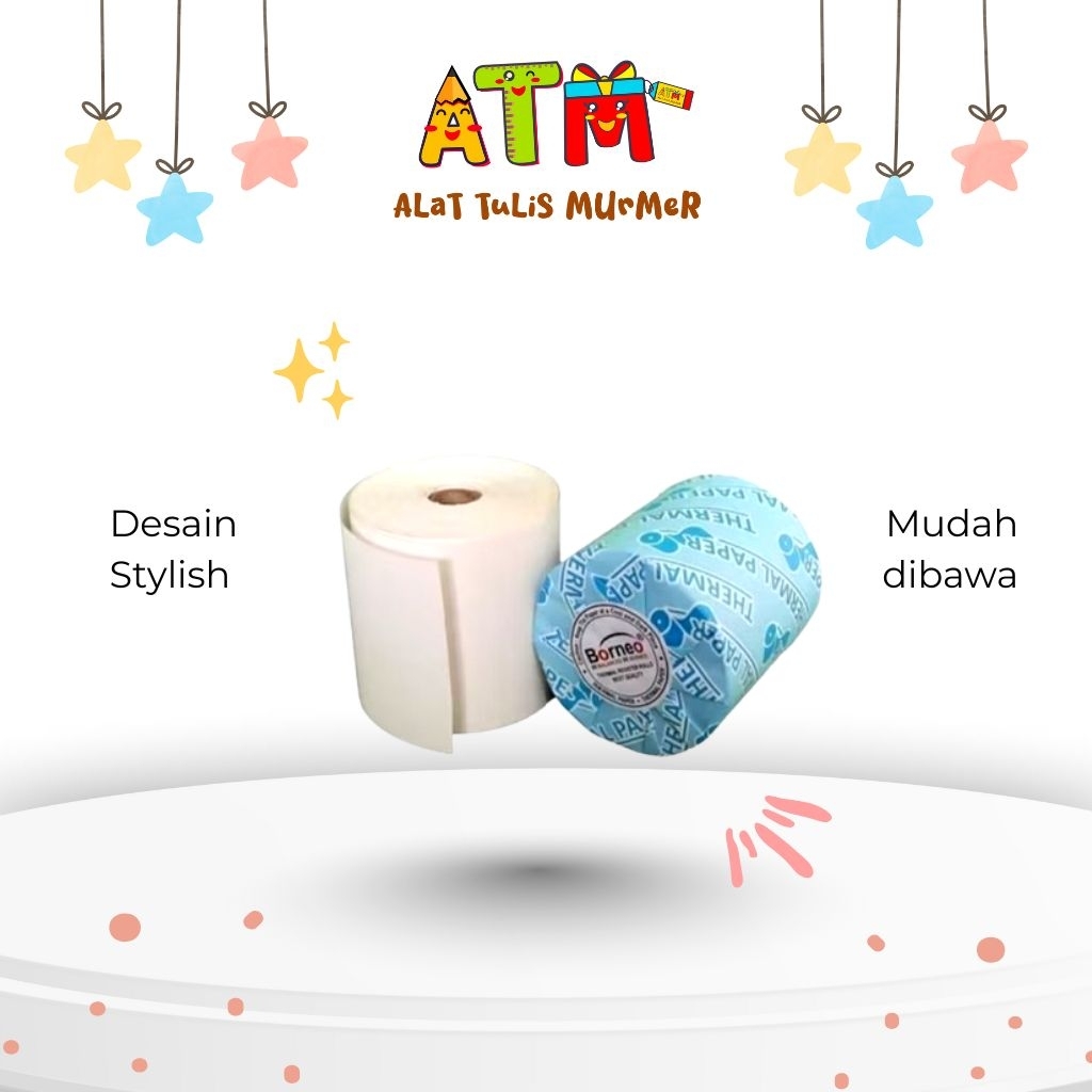 

Thermal/Struk/Roll Paper/Borneo Kertas Struk Kasir Thermal Paper Ukuran 57 x 50 harga per pack