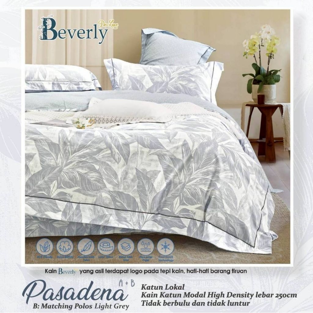 bedcover+ sprei anti geser katun beverly motif PASADENA || 2 variasi warna || kombinasi bunga besar 