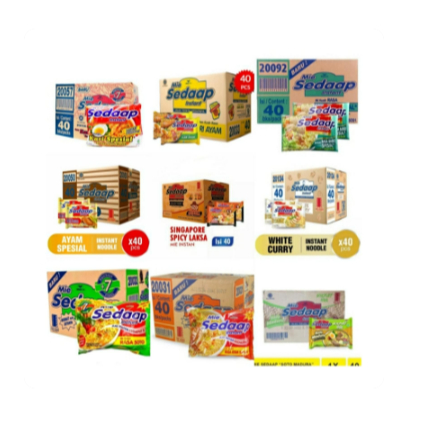 

Mie Sedaap Instant All Varian 1 Carton Isi 40 Pcs - Mie Sedaap Goreng & Kuah All Varian - Mie Instant - 1 Carton