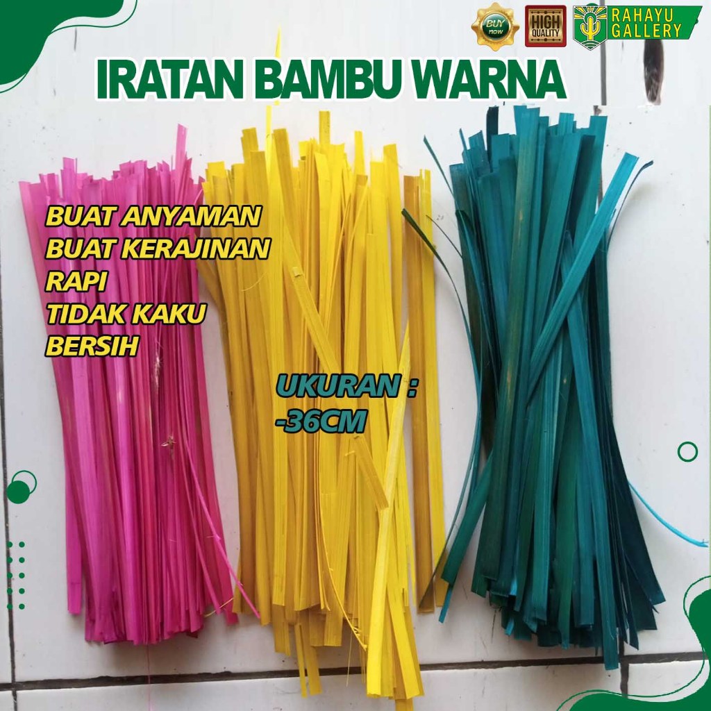 IRATAN BAMBU WARNA , ANYAMAN KERAJINAN BAMBU WARNA  ,ISI 100PCS , UKURAN 36CM
