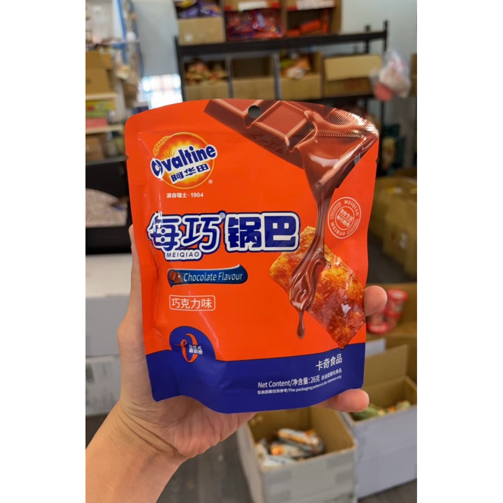 

Ovaltine China Snack Import Meiqiao Guoba Rice Crepe Crackers Gelembung Isi Coklat