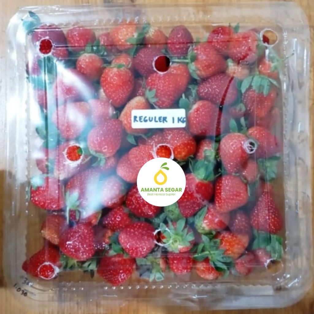 

PENGIRIMAN PO 1 HARI Buah Strawberry Strobery Reguler Segar Fresh Muat 1 Kg per Pack | Amanta Segar Bogor
