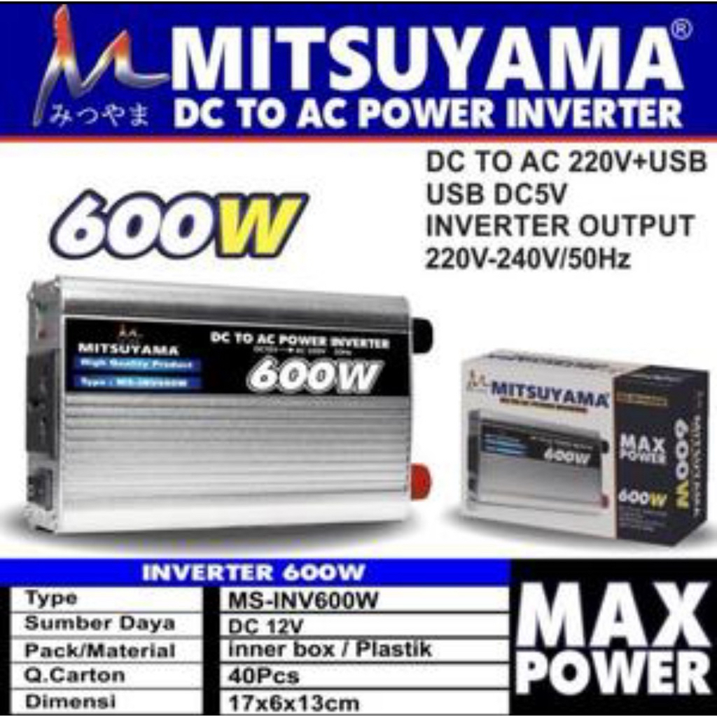 Power Inventer Dc to Ac Mitsuyama 600 Watt /Power Inventer Murah