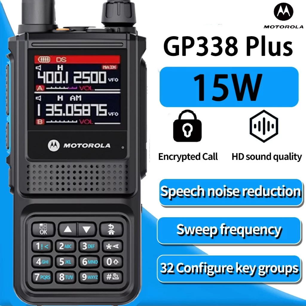 MOTOROLA GP338 Plus walkie talkie dua arah radio Handy Talkie  jarak panjang 15W panggilan frekuensi