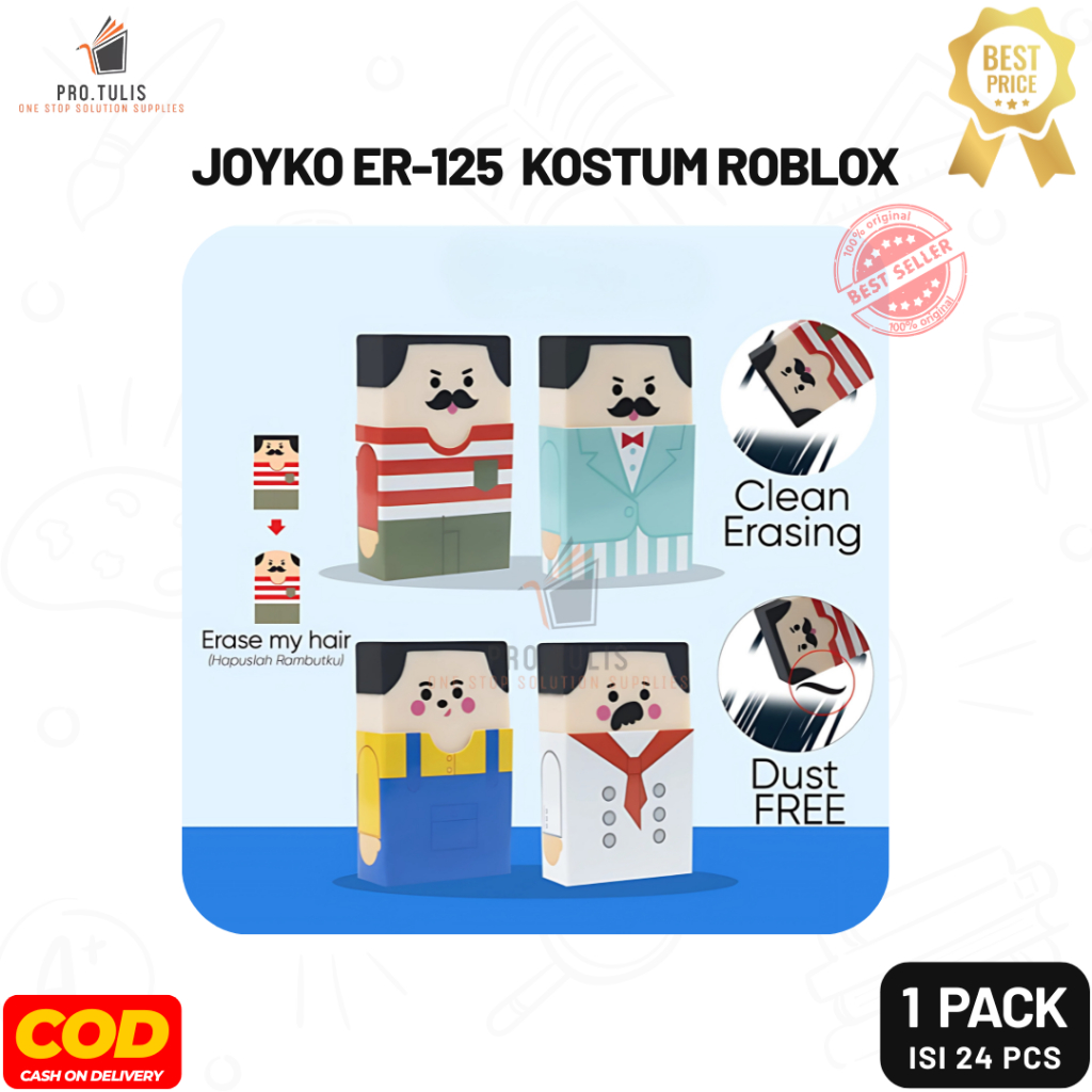 

- Penghapus Joyko Roblox Karakter – Eraser ER-125 Dust Free Bersih & Lucu