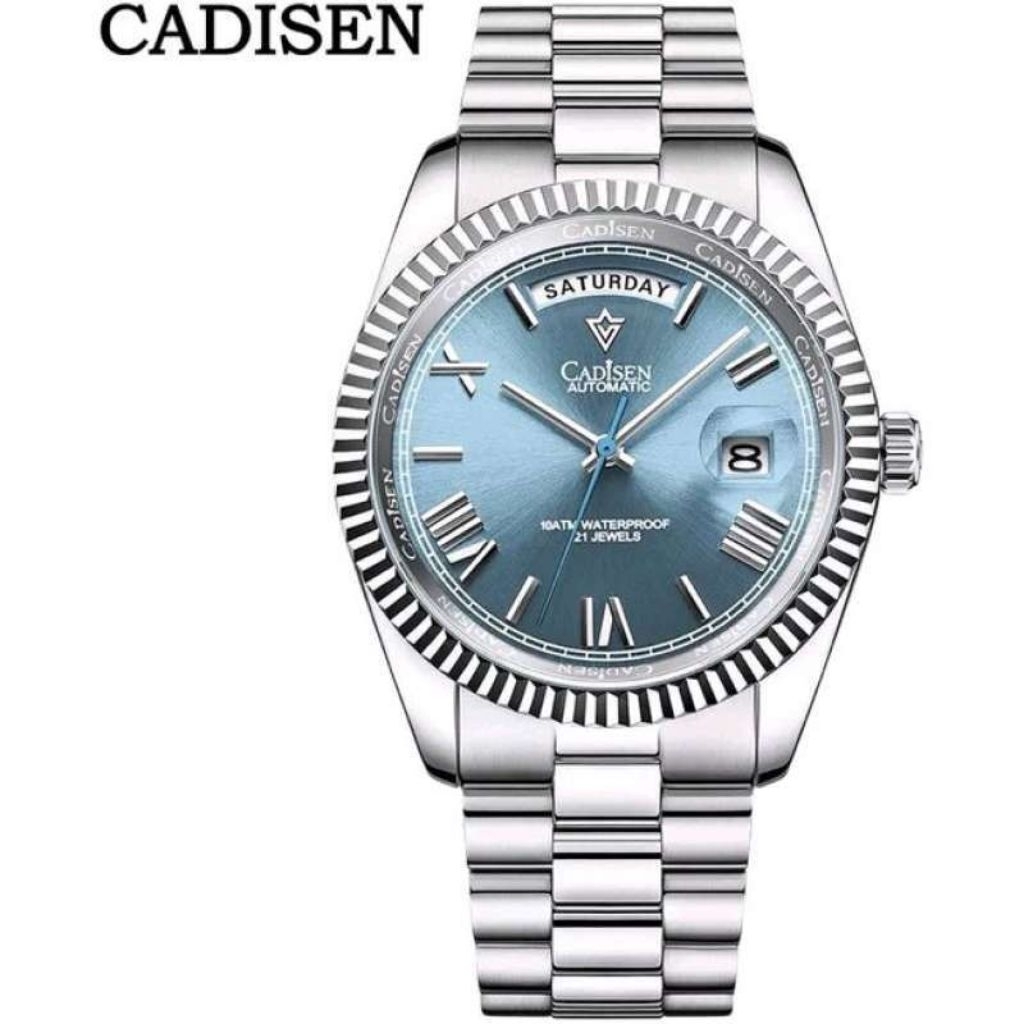 Cadisen Day Date Automatic Ice Blue - NEW SPECIAL PLATINUM COLOUR 2022 - Sapphire