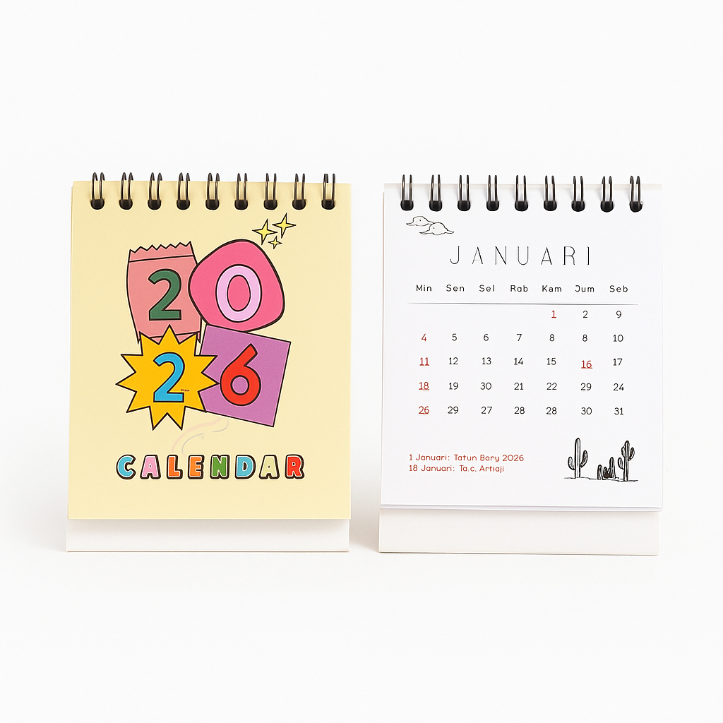 

Kalender Mini Spiral Cute Aesthetic 2026 Tanggal Merah Lengkap Souvenir Murah Custom