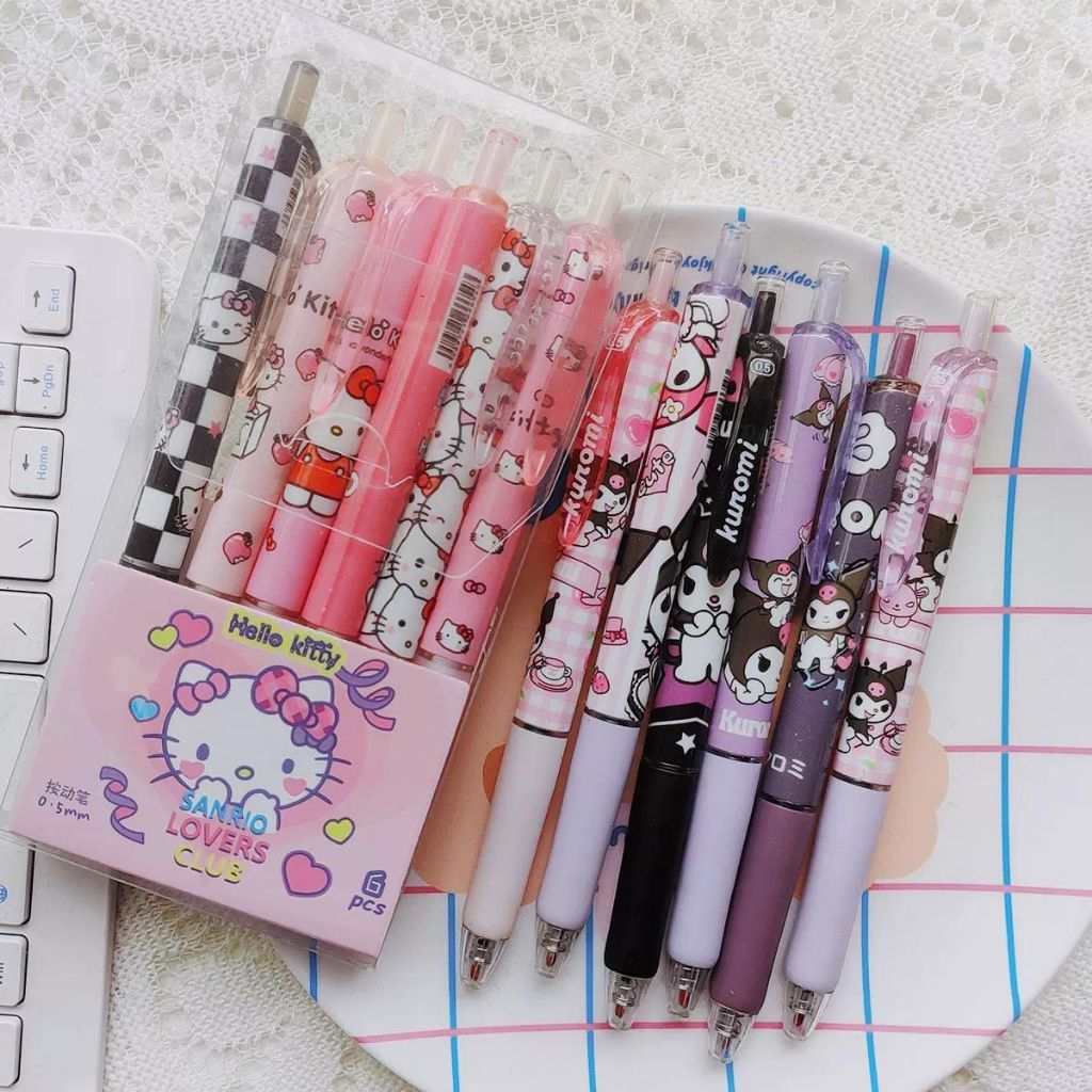 

6pcs Pen Kuromi Pulpen Hello Kitty Pulpen Gel 0,5mm