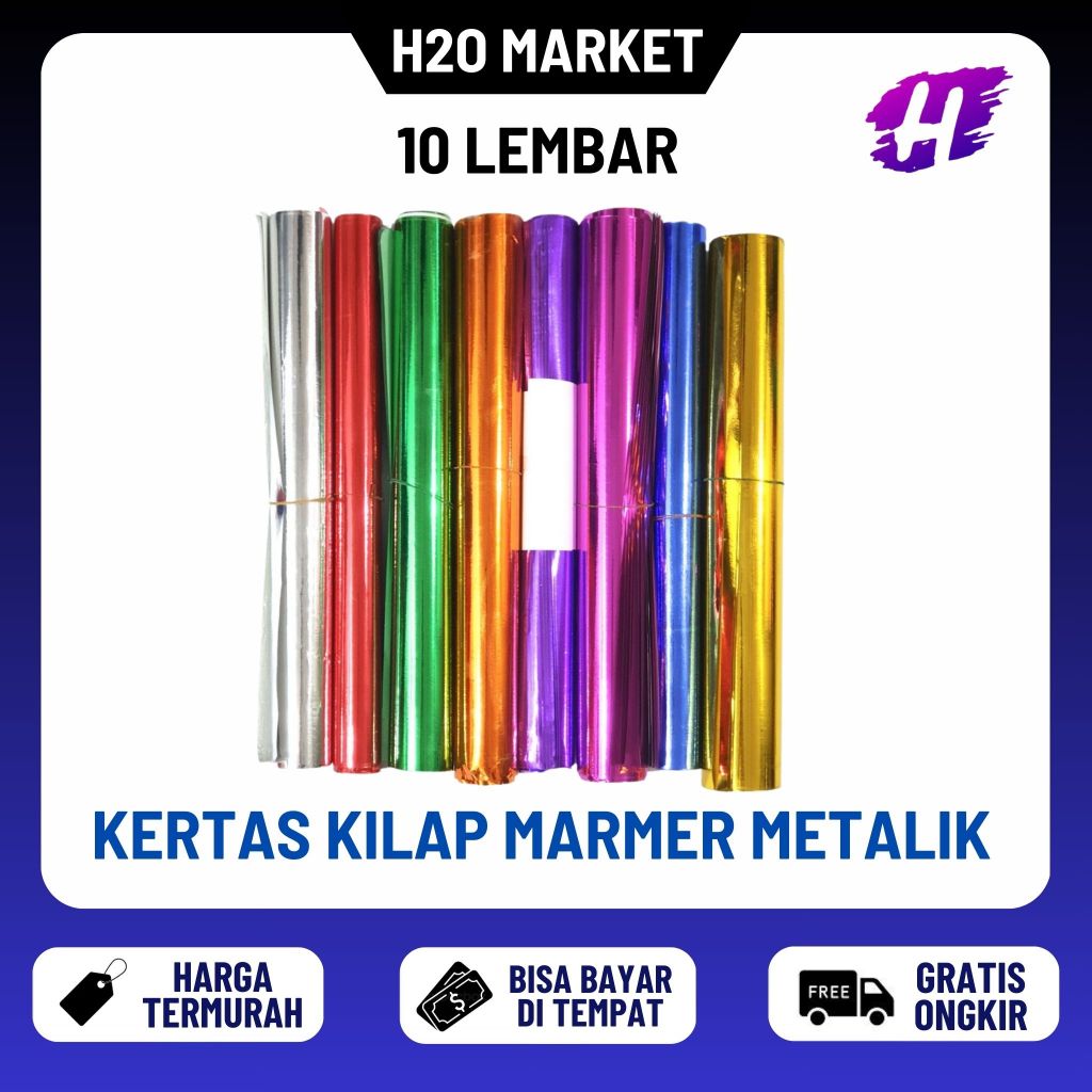 

❤️H2O❤️ [10 Lembar] Kertas Kilap Marmer Warna Metalik Polos