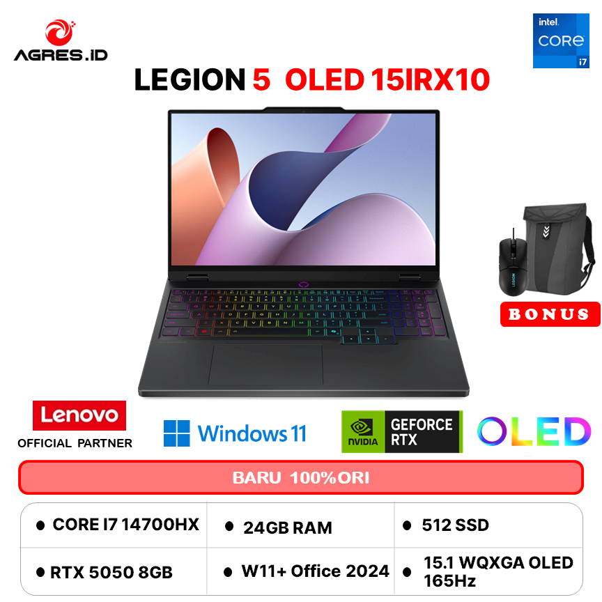LENOVO LEGION 5 15IRX10 OLED I7 14700HX RTX5050 8GB/ 24GB 512GB W11+OHS+M365B 15.1 WQXGA 165HZ -4RID